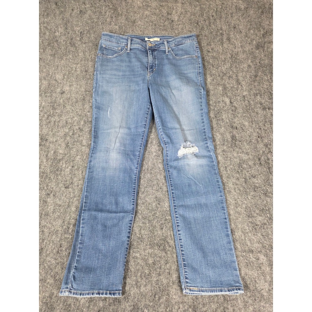 Levis 311 Shaping Skinny Jeans Womens 18W Medium Blue Distressed Knee